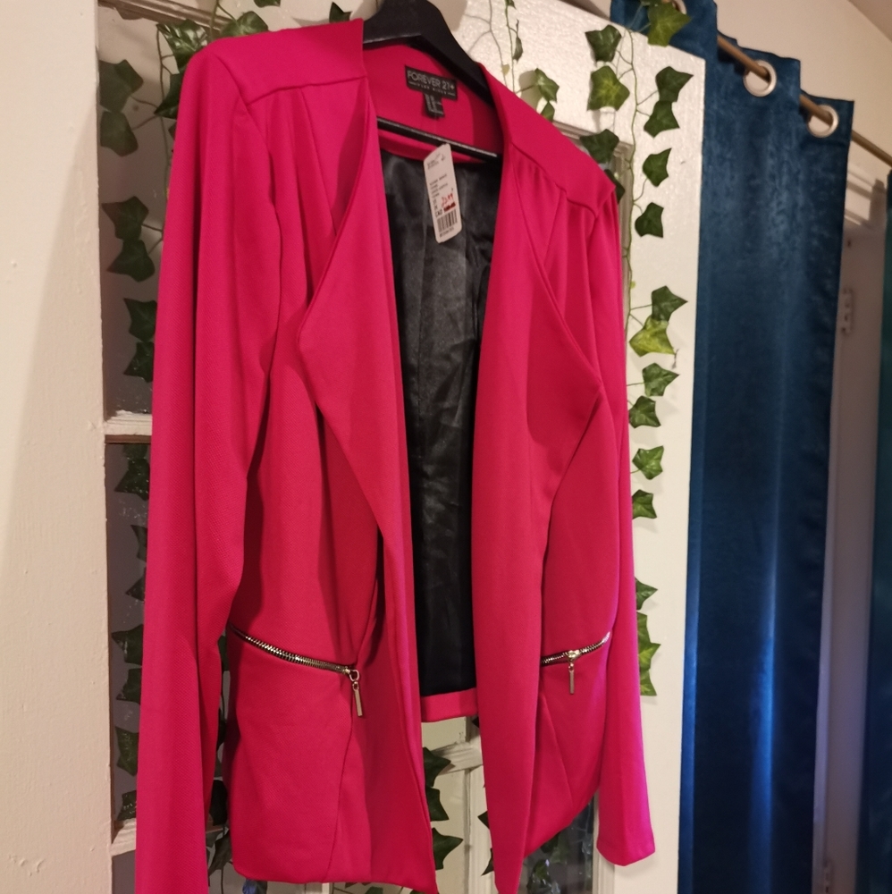 🆕 Forever21 21+ Fuchsia Career Jacket Open Front